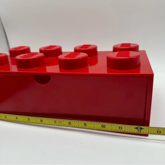 Lego Brick Large Red Storage Box w/ Drawer 12.5" x 6" x 4.75 " Tall - Picture 10 of 11